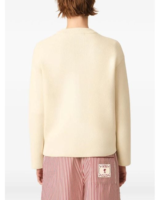 AMI Natural Cotton And Wool Arrow Cardigan