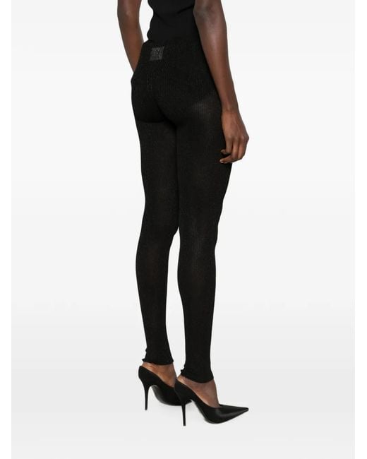 Dondup Gray Glitter-Effect Ribbed Leggings