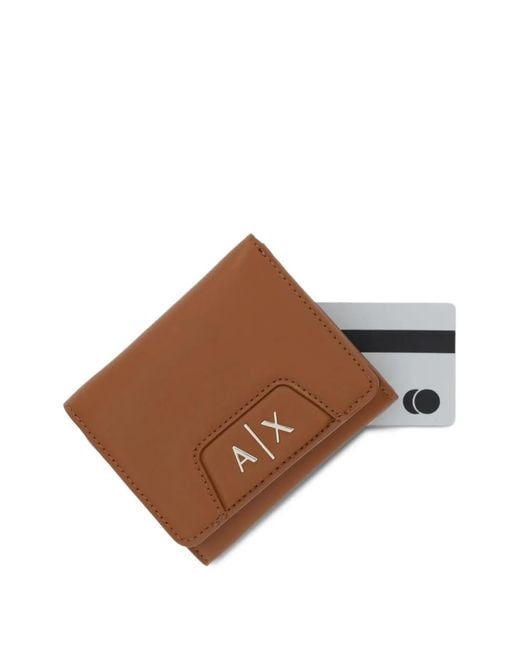 ARMANI EXCHANGE Brown Logo-Lettering Wallet