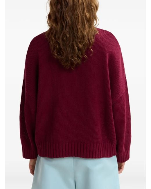 Essentiel Antwerp Red Jinie Intarsia-Knit Sweater