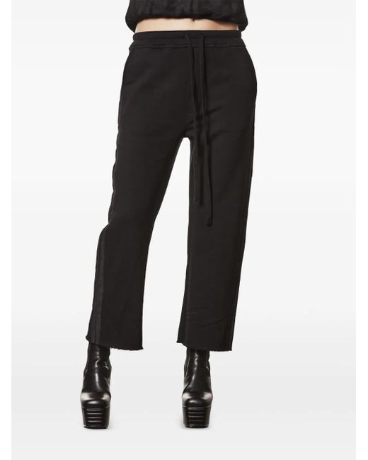 Thom Krom Black Side-Stripe Raw-Edge Track Pants