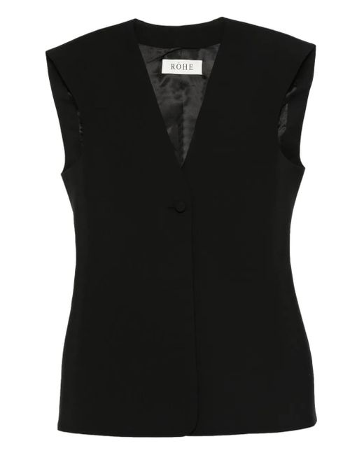 Rohe Gilet Met Enkele Knoop in het Black