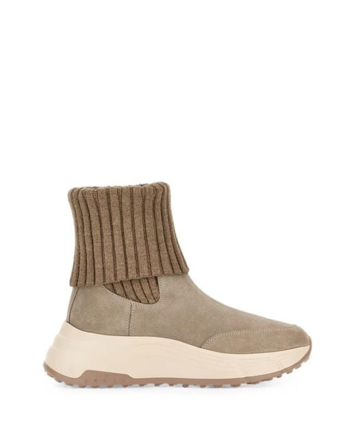 Hogan Natural Hi-Fi Ribbed-Knit Sneakers