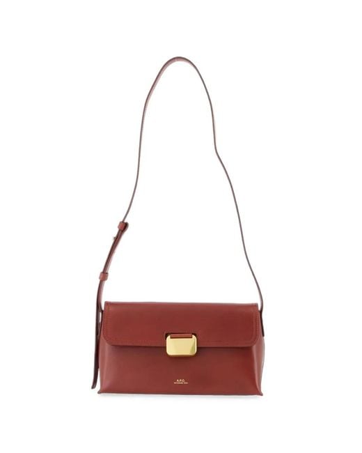 A.P.C. Red Small Simone Leather Shoulder Bag