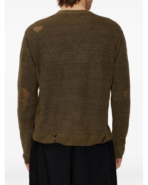 DIESEL Green K-Daianas Distressed Crew-Neck Sweater for men