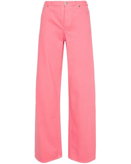 A.P.C. Pink Elisabeth High-rise Wide-leg Jeans