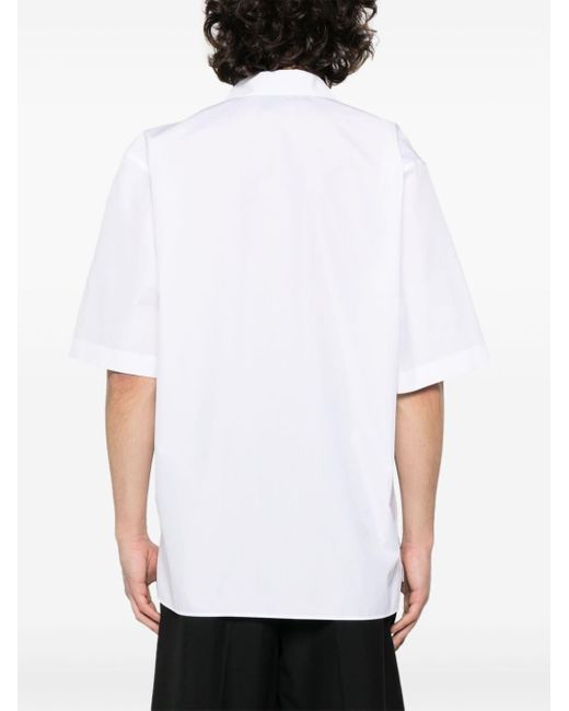 Moschino White Rubberised-logo Cotton Shirt for men