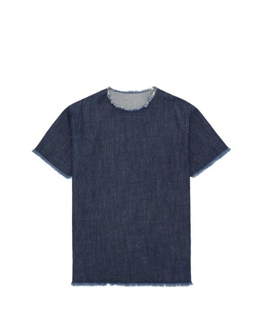 Fortela Blue Fringed-Detail T-Shirt Mini Dress