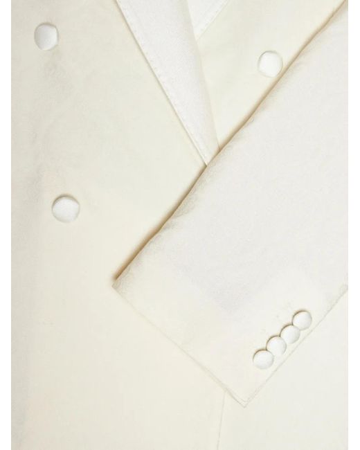 Etro White Double-Breasted Jacquard Blazer