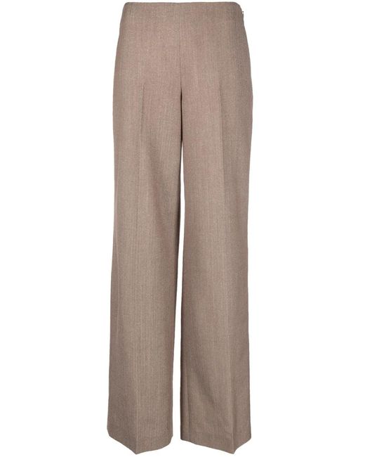 Stella McCartney Natural Pleated Wide-Leg Trousers