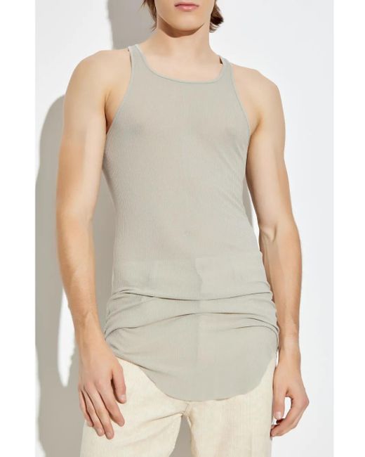 Rick Owens White Ribbed Racerback Tank Top for men