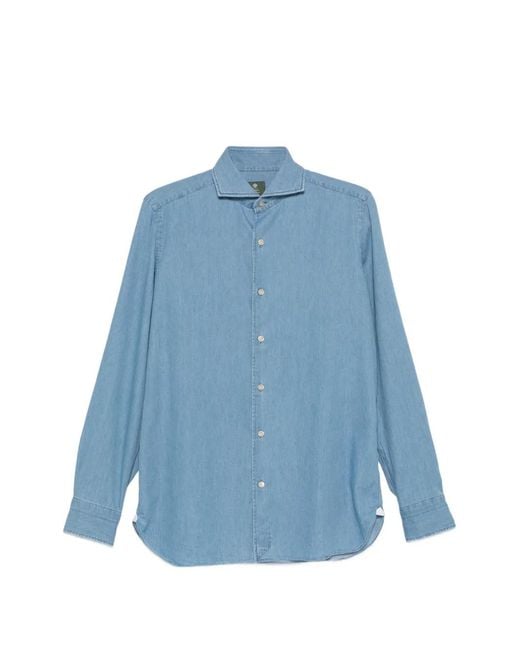 Luigi Borrelli Napoli Blue Button-Fastening Shirt for men