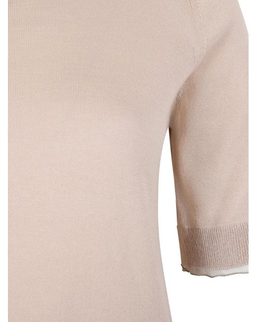 Fabiana Filippi White Fine-Knit Short-Sleeve Sweater