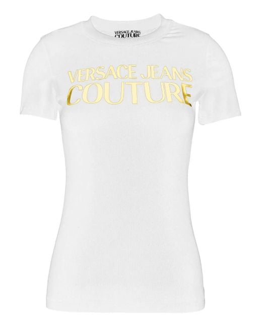 Versace Jeans Couture White Logo-Print T-Shirt