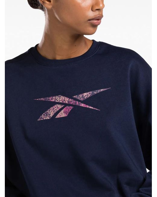 Reebok Blue Logo-Print Crew-Neck Sweatshirt
