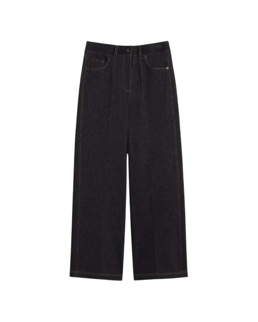 Max Mara Blue Denim-Effect Straight-Leg Trousers