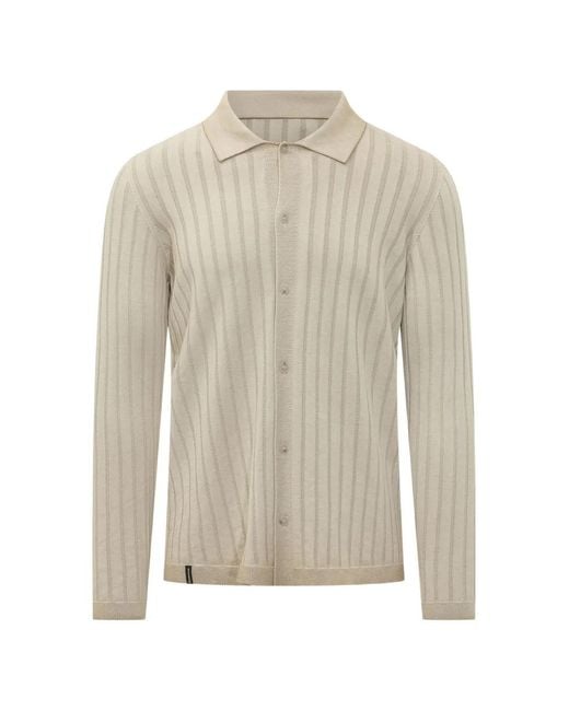 AROVESCIO White Ribbed-Knit Long-Sleeve Shirt for men