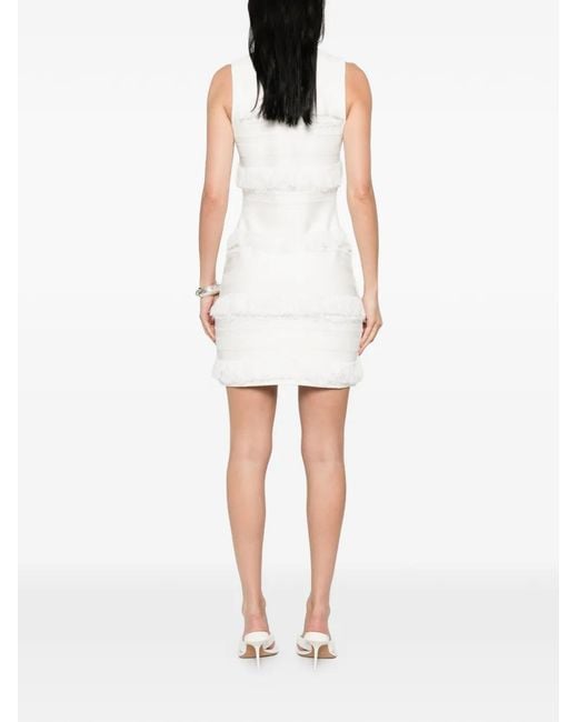 Jonathan Simkhai White Fringed Striped Mini Dress
