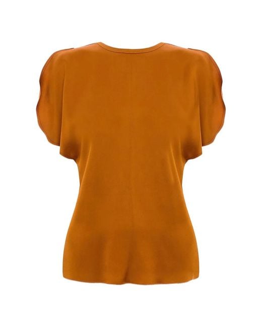 Victoria Beckham Orange Draped Sleeve Top