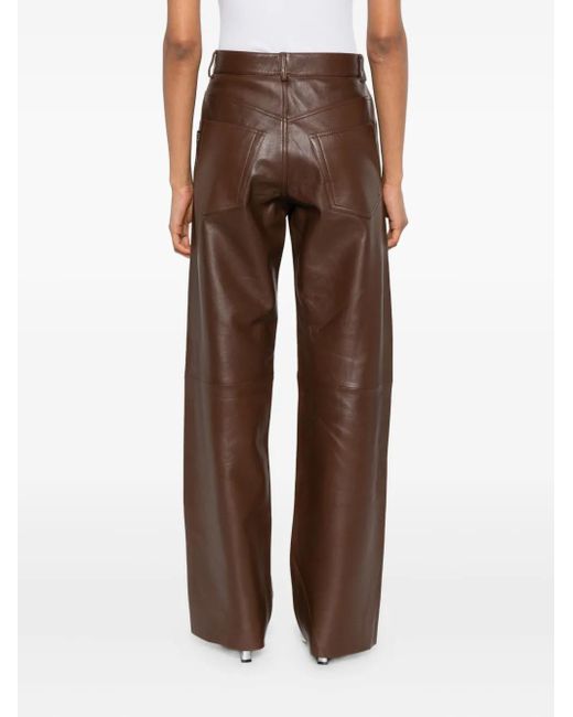 Haikure Brown Leather Panelled Pants