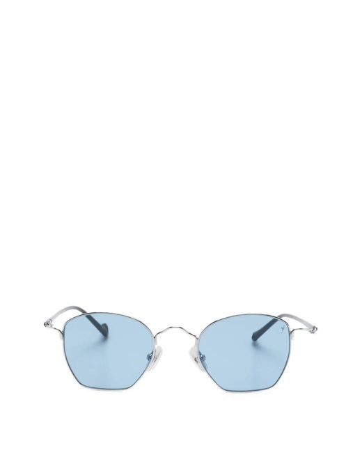 Eyepetizer Blue Geometric Oval-Frame Sunglasses