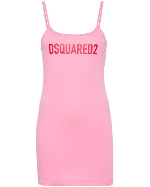 Vestido corto con logo estampado DSquared² de color Pink