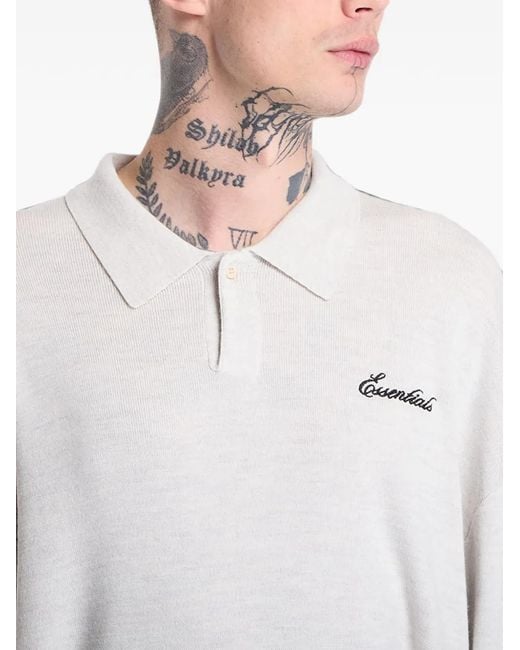 Fear Of God White Essentials Logo-Embroidered Polo Shirt for men