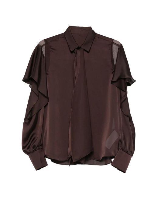 Sacai Brown Ruffled Panelled Shirt