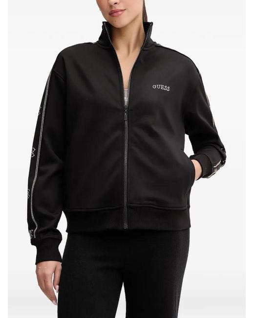 Guess Black Embellished Zip Sweatshirt
