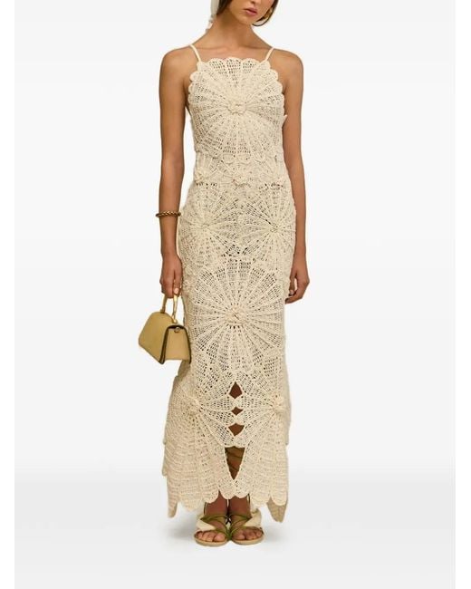 Cult Gaia Natural Elif Crochet Floral Maxi Dress