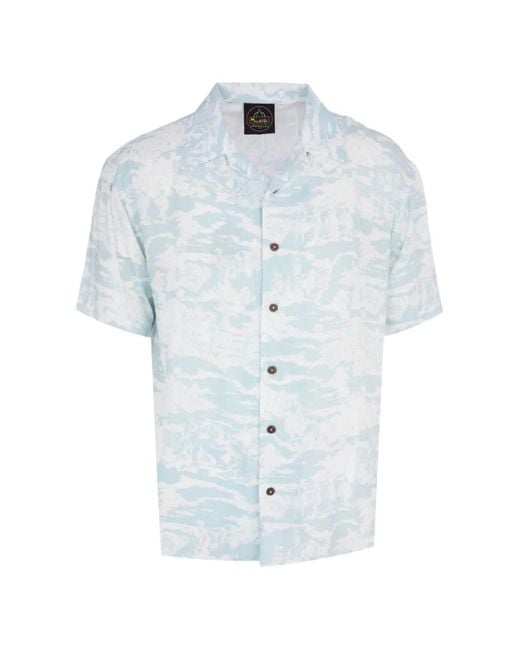 Mauna Kea Blue Buttoned Printed Hawaiian Shirt for men