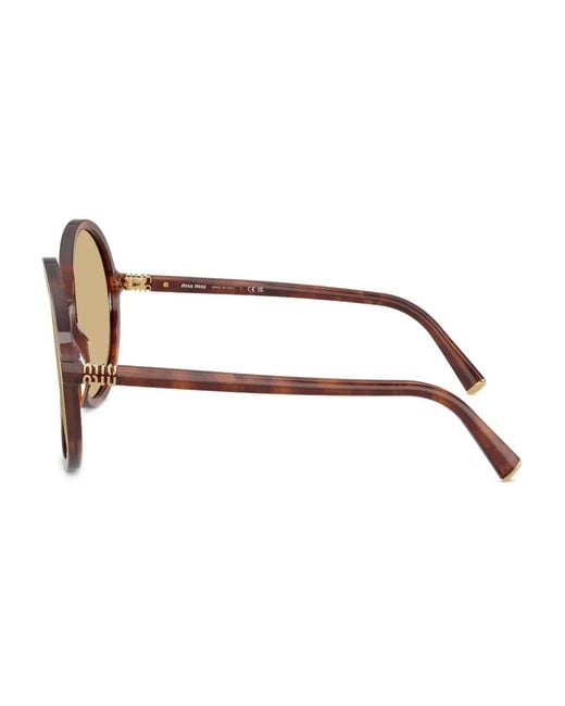 Miu Miu Natural Round-Frame Sunglasses