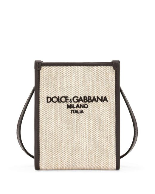 Dolce & Gabbana Natural Small Logo-embroidered Canvas Shoulder Bag for men