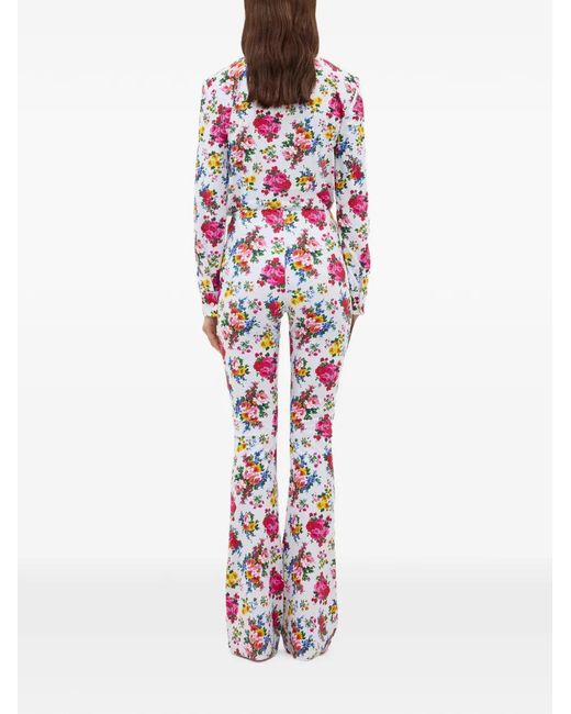 MSGM White Floral Trousers