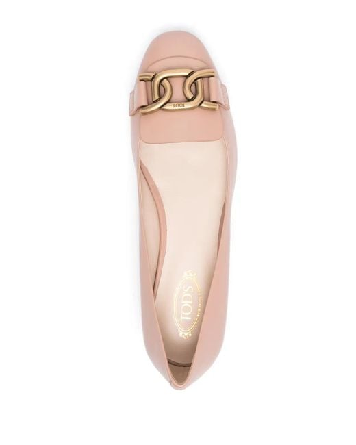 Tod's Pink Ballerinas With Chain