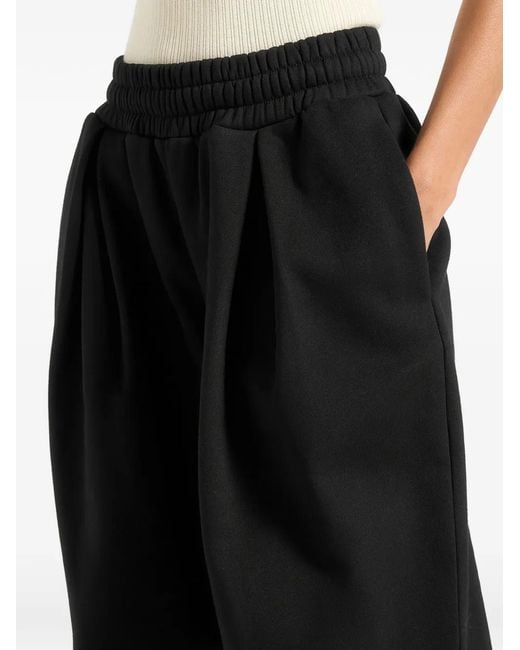 Manière De Voir Black Fanny Pleated Straight-Leg Track Pants