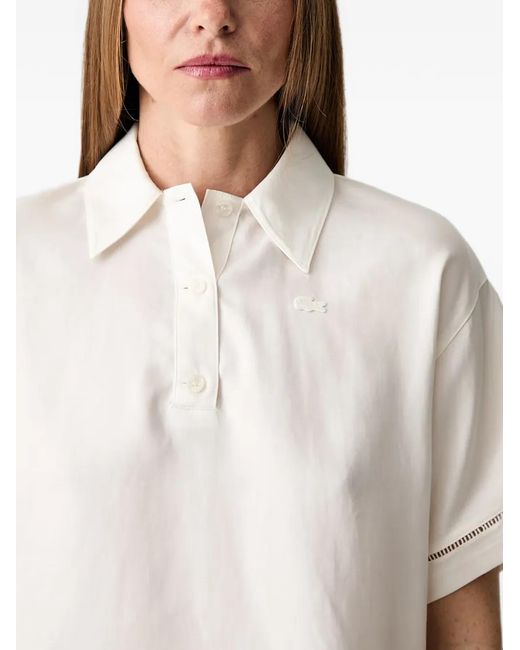 Lacoste White Logo-Patch Short-Sleeve Polo Shirt