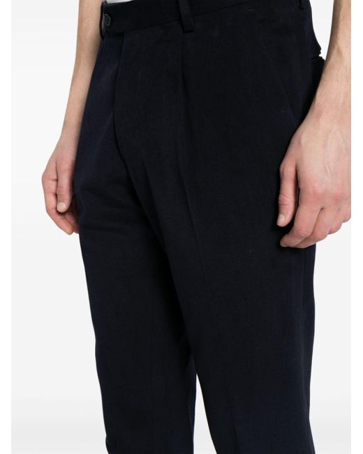 N.Peal Cashmere Blue Pleated Slim-cut Tailored Trousers for men