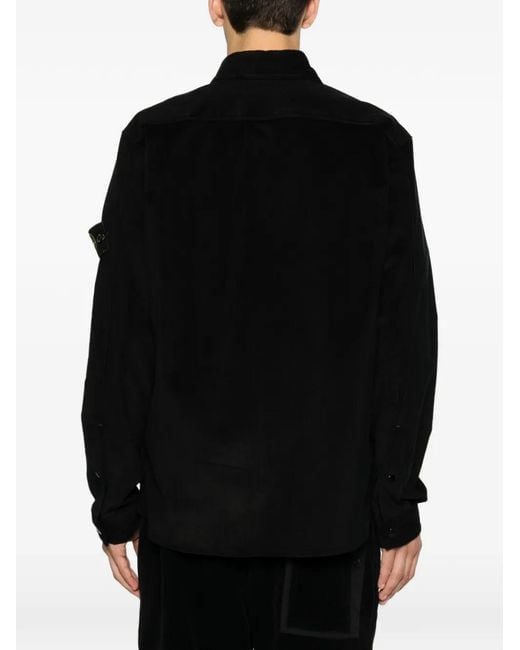 Stone Island Black Chemise Côtelée À Patch Logo for men