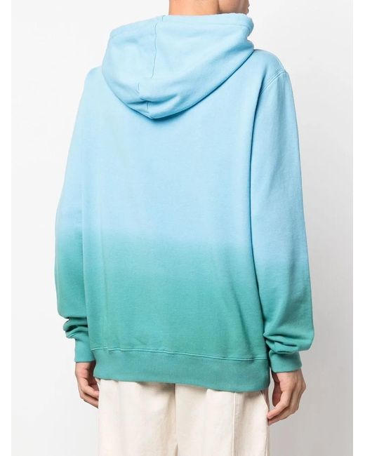 Lanvin Blue Embossed-Logo Ombré Cotton Hoodie for men