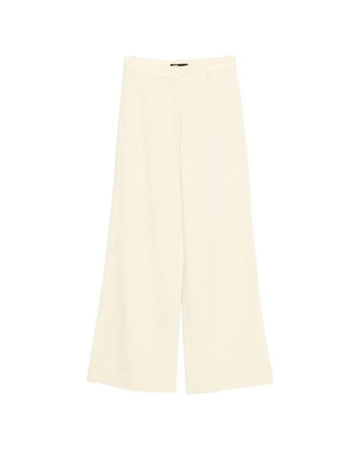 Maje White Belt-Loops Wide-Leg Trousers