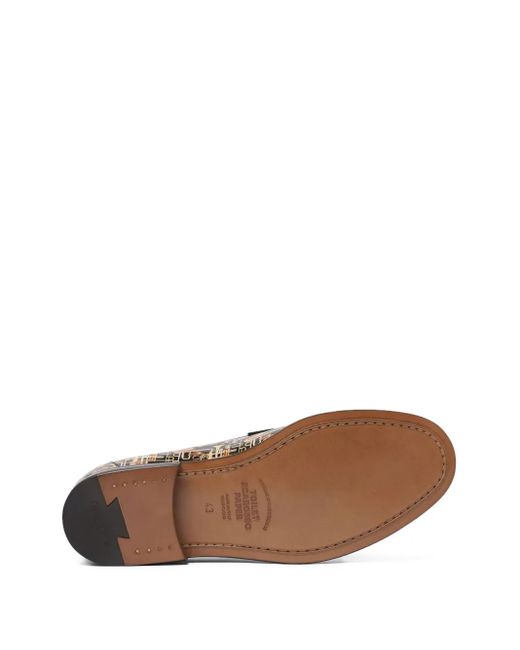 Scarosso Black Graphic-Print Loafers for men