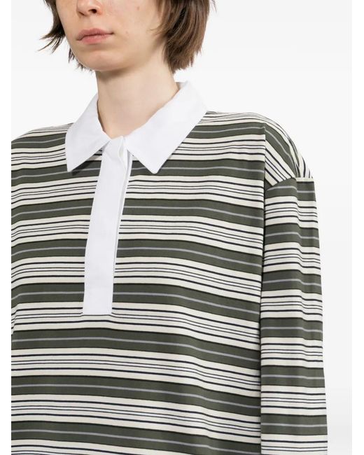 Rag & Bone Gray Striped Long-Sleeve Polo Shirt