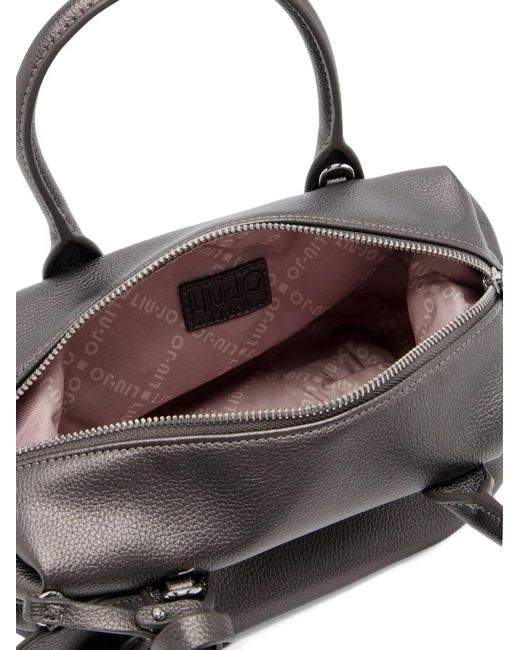 Liu Jo Gray Small Logo-Plaque Charm Tote Bag