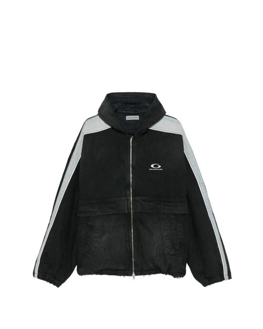 Balenciaga Black Logo-Detail Denim Jacket for men
