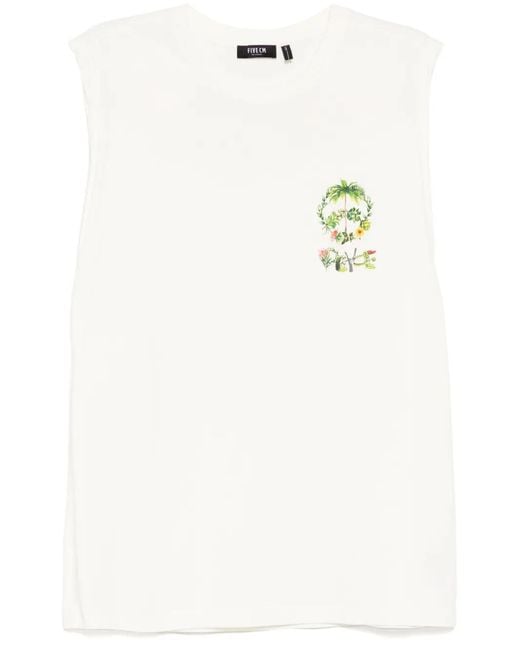 FIVE CM White Logo-Print T-Shirt Vest for men