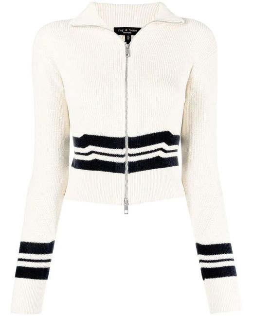 Rag & Bone White Stripe-Detail Ribbed Jumper