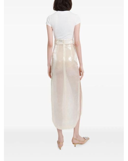 A.W.A.K.E. MODE White Sequined Slit Skirt