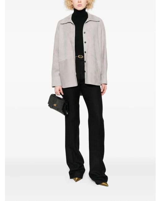 Arma Gray Caterine Button-Down Suede Shirt