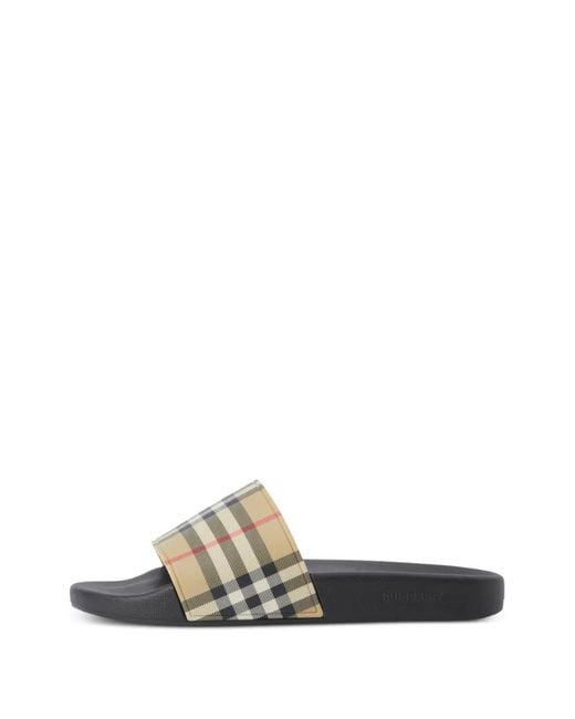 Burberry White Check-Detail Mini Sandals